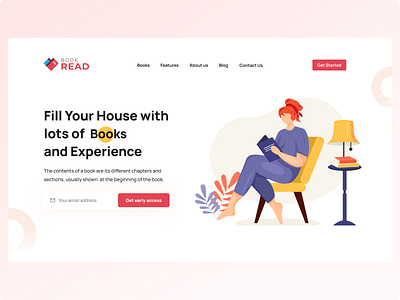 Online Book Store Landing Page book app book house book reader branding design ebook illustration landing library online book reading ui ui design uidesign web template website