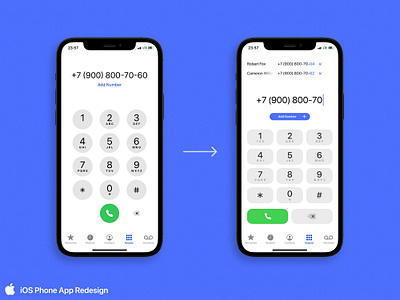 iOS Phone App Redesign app apple blue design interface ios mobile phone redesign ui ux white