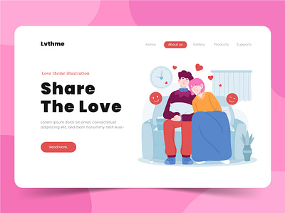 Love Theme - Landing page art blue branding design flat graphic design illustration logo love theme ui ux vector