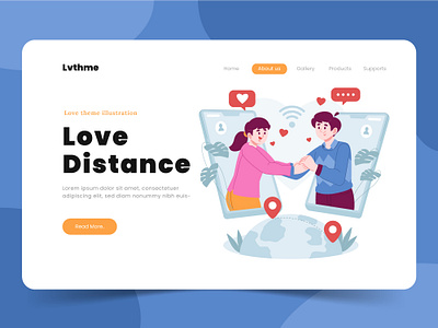 Love theme - landing page art blue branding design flat graphic design illustration landing logo love page theme ui ux vector