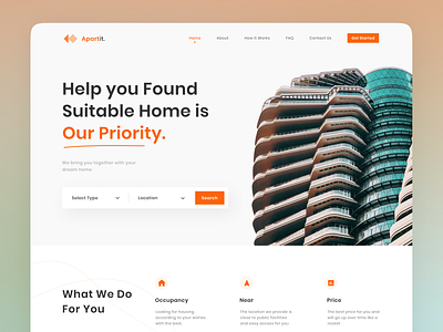 Apartit - Real Estate Landing Page agency apartment app architecture booking branding design hero image hotel house illustration landing page minimal property real estate rent responsive ui ux website