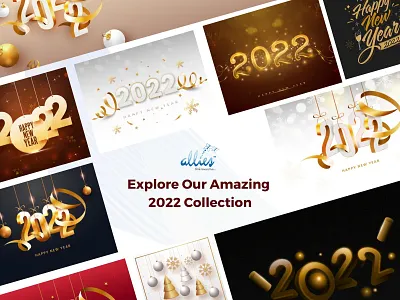 Happy New Year Collection 2022 congratulation greeting card happy new year holiday january occasion party poster template wishes