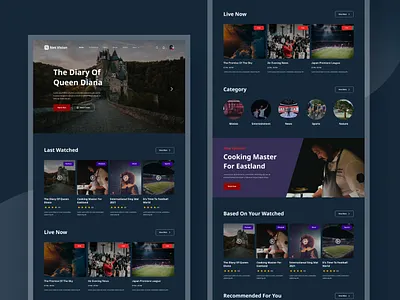 Streaming Service Landing Page dark mode landing page streaming streaming service user interface