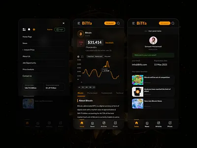 Bitfa Mobile bitcoin crypto crypto analysis design figma ui uiux