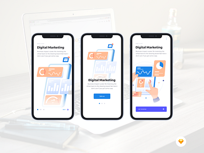 Digital Marketing Onboarding Mobile UI Set design digital marketing mobile onboarding sketch ui user interface ux