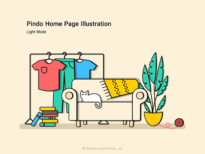 Pindo Home Page Illustration c2c cat classified coach dark mode ebay flea market graphic design home page illustration illustrator light mode pindo second hand sofa ui design used