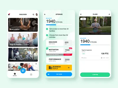YOFITT - Sport Booking App app athlete booking class coach design exercise gym iceberg sport ui ux