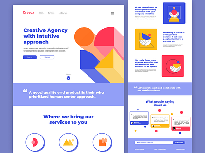 Crevox - Creative Agency Web Design Exploration agency approach branding company creative design development digital interface landing page marketing product services solution strategy team ui ux web web design