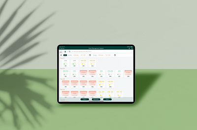 Hotel Management calendar green grid hotel management royal ui ux