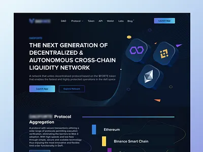 DAOFORTE DEX Landing page blockchain crypto cryptocurrency dao design nft ui ui design web