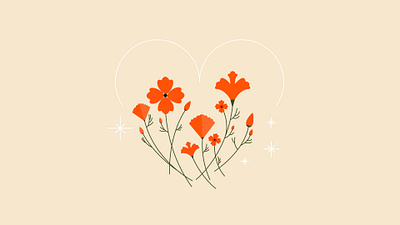 :) Flowers w/ background heart