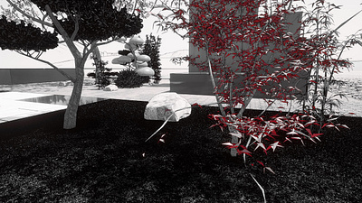 Jardin japonais 3d aménagement paysager art design erable du japon graphic design japanese gardens jardin jardin japonais jardin solaire modélisation 3d noir et blanc pierre rocher rocher pour jardin japonais twinmotion zen érable