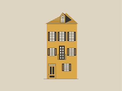 Chuck Town Row 2 architecture charleston historical home house illustration line linework row home