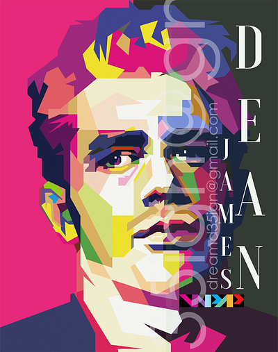 James Dean Pop Art WPAP 50s movies 60s movies actor celebrities cinema colorful film graphic design hollywood movies iconic james dean pop art retro vintage western wpap