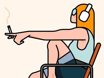 Chill... chair chill homeoffice illustration lady music nooffice office sitting smoking