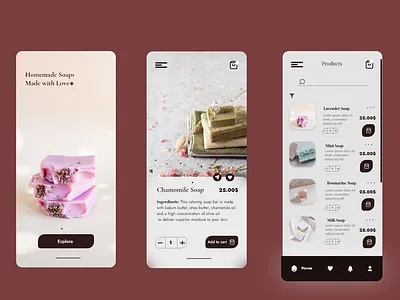 Organic Soap e-shop app design e commerce shop app ui ui design uiux