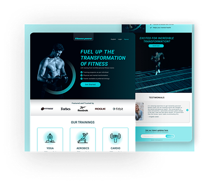 Fitness trainer landing page fitnesssite fitnesstrainer healthandfitness healthcoach healthsite illustration landingpage pagedesign personaltrainer ui uidesign userexperience uxdesign