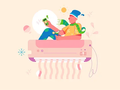 Air conditioner app background branding business cartoon design flat hand icon illustration internet logo man person technology ui vector