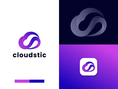 Cloudstic Abstract Logo Mark | Cloud + Elastic abstract logo apps icon brand identity branding cloud cloud source communication creative logo data elastic gradient logo hosting internet modern logo platform service storage support technology transfer