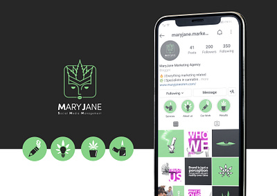 Cannabis Social Media Design branding cannabis conceptual flat illustrator instagram logo minimal