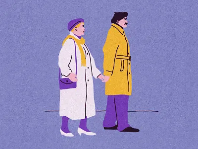 Couple characters doodle grandma grandpa illustration old people peeps people