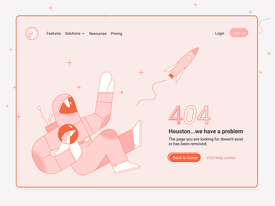 Daily UI 008 - 404 page 404 404 page 404page astronaut daily ui 008 dailyui dailyui008 design error page fun 404 page illustration pink ui