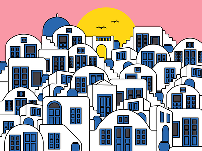 Santorini Greece illustration branding city illustration editorial illustration editorialillustration freelanceillustrator greece holiday illustration illustration location illustration poster illustration santorini summer illustration travel illustration travel illustrations vacation