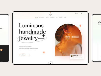 Jewelry Hero Design 80s badge classic classy diamond feminine hipster jewel jewelery jewellery jewellery shop jewelry web design landing page design luxury modern modern stylish old ring sans serif vintage