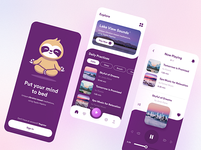 Meditation App UI anxiety app ui branding breath breathpod ui calm clean creative health ios app meditation mindful minfulness modern music relax relaxation trendy ux yoga