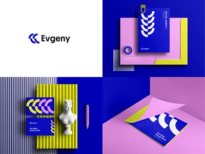 Evgeny Digital agency Logo & brand visual identity design blockchain logo brand identity branding clean logo collaboration creative agency digital agency logo fintech logo freelance logo identity branding illustrator logo branding logos graphics logo design logo design concept logomark minimal logo modern logo stationery studio visual identity