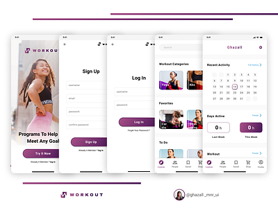 workout animation app application branding design fitness icon illustration login logo mobile mobile app mobile ui sign in sport ui ui design uiux vector workout