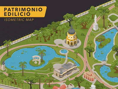 Ecoparque - Patrimonio Edilicio - Isometric Map illustration isometric map