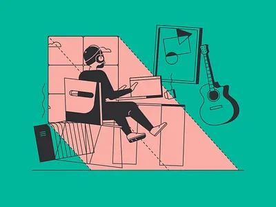 Reset Animation β Desk 2d animation computer desk laptop leaves motion graphics reset sitting window working