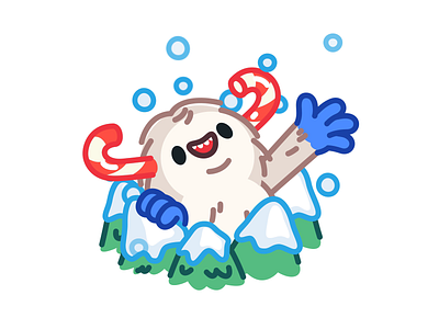 Yeti 👋 animation bigfoot forest hello hi illustration mishax sasquatch snow snowfall sticker stickers tree trees yeti