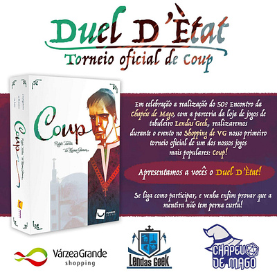 Duel D'Ètat 2018 advertisement board game branding chapéu coup de design graphic design mago tournament vgxp