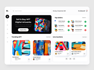 NFT Dashboard UI abstract art btc buy currency dashboard design dribbble eth live nft sell ui uidesign