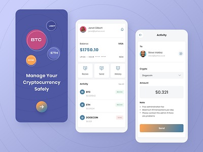 Cryptocurrency Wallet App finance mobile product design ui uidesign ux