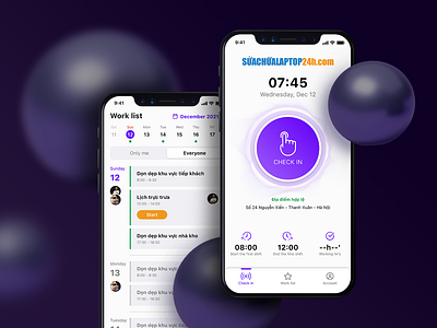 Check in - out Staff Mobile App account check in check out staff ui ux
