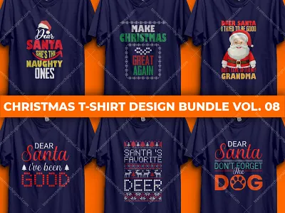 Christmas T-Shirt Design Bundle Vol. 08 apparel christmas christmas t shirt christmas t shirt design custom t shirt custom t shirt design design illustration logo retro t shirt shirt t shirt t shirt design tee template tshirt ui