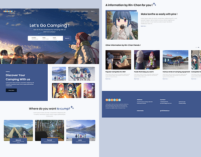 Camping website - Yuru Camp Anime Version graphic design ui