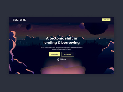 DeFi borrowing and lending platform - Landing page borrow crypto cryptocurrency decentralized defi finance landing page lending money market pixel art protocol supply ui ux yield