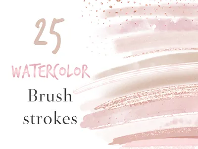 Pink and Beige Watercolor Brush Strokes Clipart beige branding brush brushstrokes design etsy glitter logo paint pink stroke watercolor