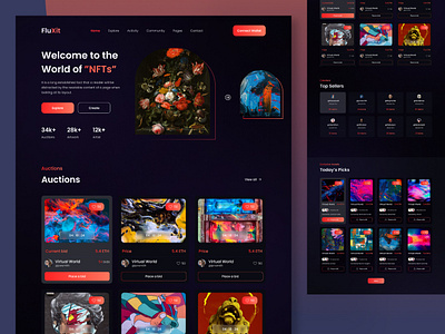 NFTs marketplace Website UI UX design creative ui creative ui designer crypto dark figma work landing page design nft nft art nft designer nft marketplace nfts ui ui designer uiux user experience user interface website ui