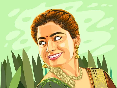 Rashmika Mandanna vector art animation comic poster design digital art graphic graphic design illustration movie poster vector portait portrait illustration pushpa movie poster rashmika mandanna illustration rashmika mandanna vector art vector vector artwork