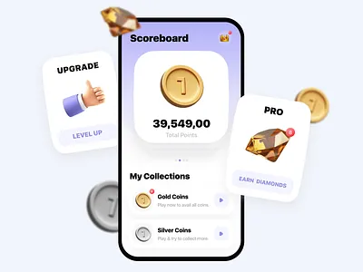 Scoreboard • Gamification 3d icons app dashboard categories competition diamond digital gaming game gamification gold metaverse mobile game nft plane upgrade premium scoreboard silver tiers top rated upgrade