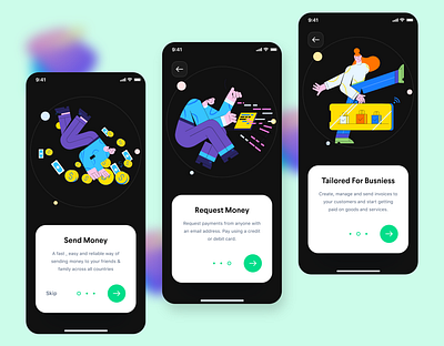 Fintech Onboarding dark fintech graphic design illustration minimalist morden onboarding product design ui visual design