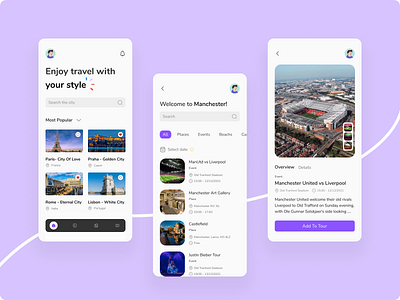 Travel App - Part 1 app tour app travel appdesign branding city design graphic design illustration tour tour app tourist travel app ui ui design uidesign web