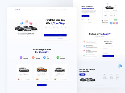 Unicar - Landing Page Car Marketplace blue car marketplace clean design landing page marketplace minimal ui uiux used car web design website