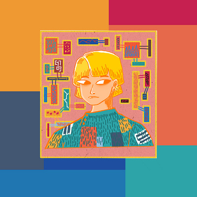 Mosaic and Girl illustration