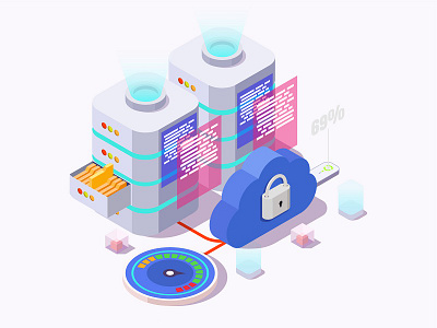 Concept cloud storage 3d cartoon cloud cloud storage concept data center graphic design illustration isometric logo lowpoly ui vector web